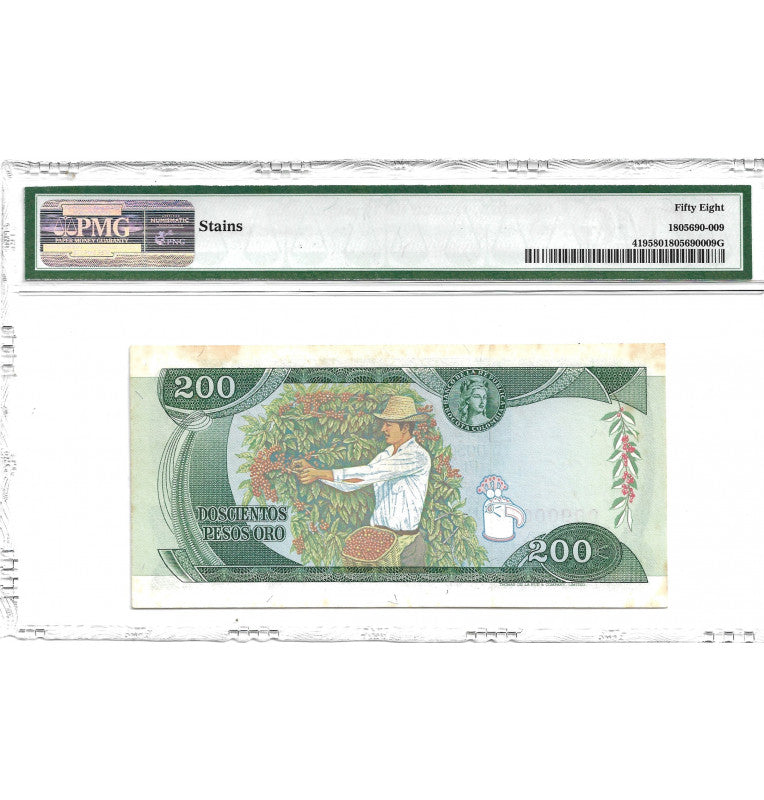 Colombia 200 Pesos Oro 1980 Pick 419. Certificado número bajo 10